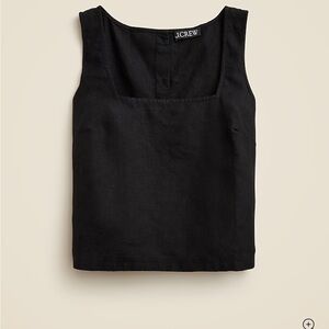 J. Crew Black Linen Square-Neck Tank Top